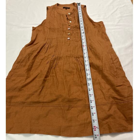 Quince Womens Small 100% European Linen Sleeveless Swing Dress Terracotta - Picture 10 of 10